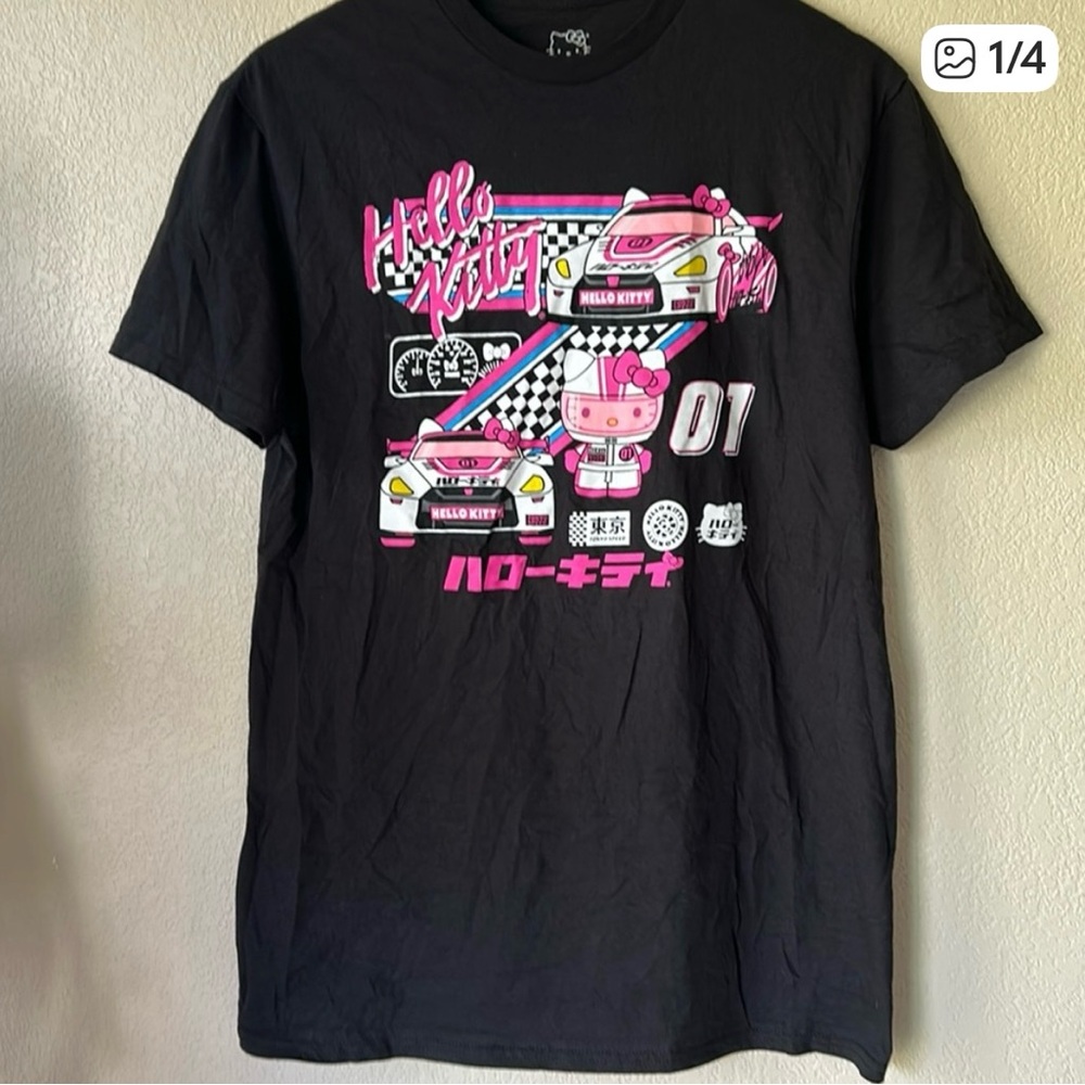 Sanrio HELLO KITTY Tokyo Speed Black Tee Womens Sz XL Street Racer